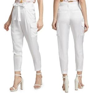L'Agence High Rise Tie Belt Roxy Paperbag Cargo Pant Women's White Size: 6 NWT